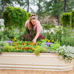 Vego Garden 42-Inches W x 78-Inches L x 17-Inches H Pearl White Galvanized Metal Raised Garden Bed