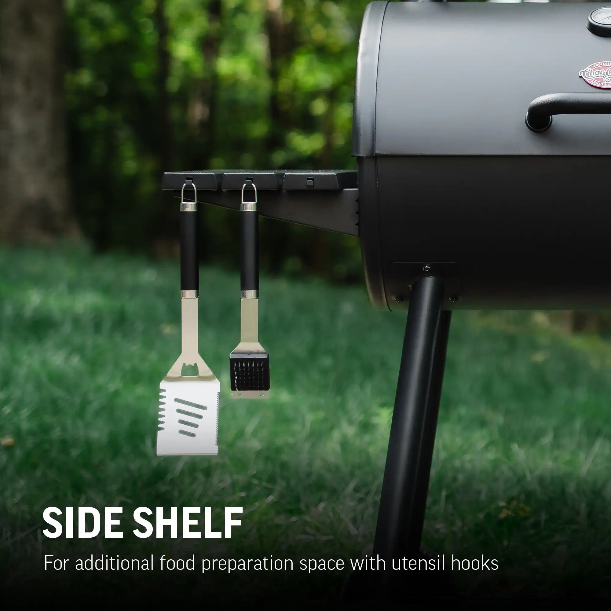 Char-Griller Smokin' Pro 1130-Sq. in Black Horizontal Charcoal Smoker