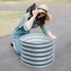 Vego Garden 24-Inches W x 24-Inches L x 17-Inches H Modern Gray Galvanized Metal Raised Garden Bed