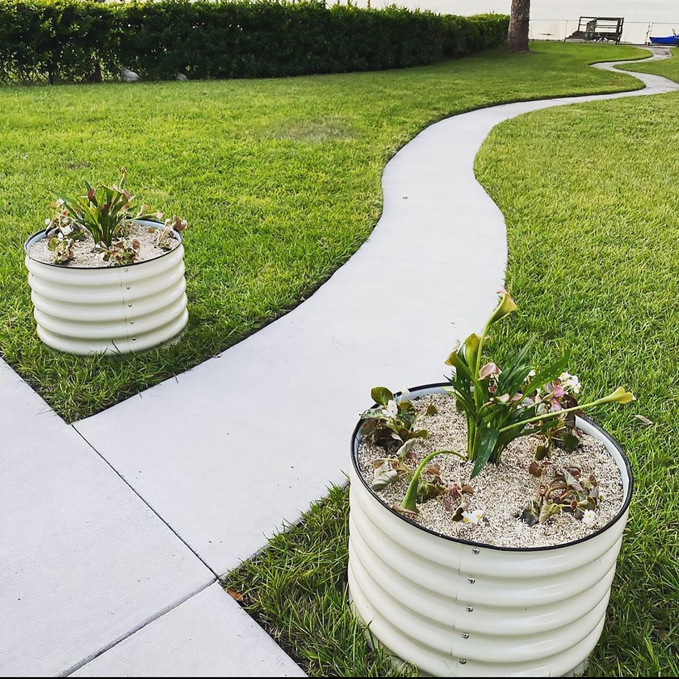 Vego Garden 24-Inches W x 24-Inches L x 17-Inches H Pearl White Galvanized Metal Raised Garden Bed