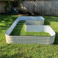Vego Garden 84-Inches W x 138-Inches L x 17-Inches H Pearl White Galvanized Metal Raised Garden Bed
