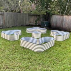Vego Garden 66-Inches W x 66-Inches L x 17-Inches H Pearl White Galvanized Metal Raised Garden Bed