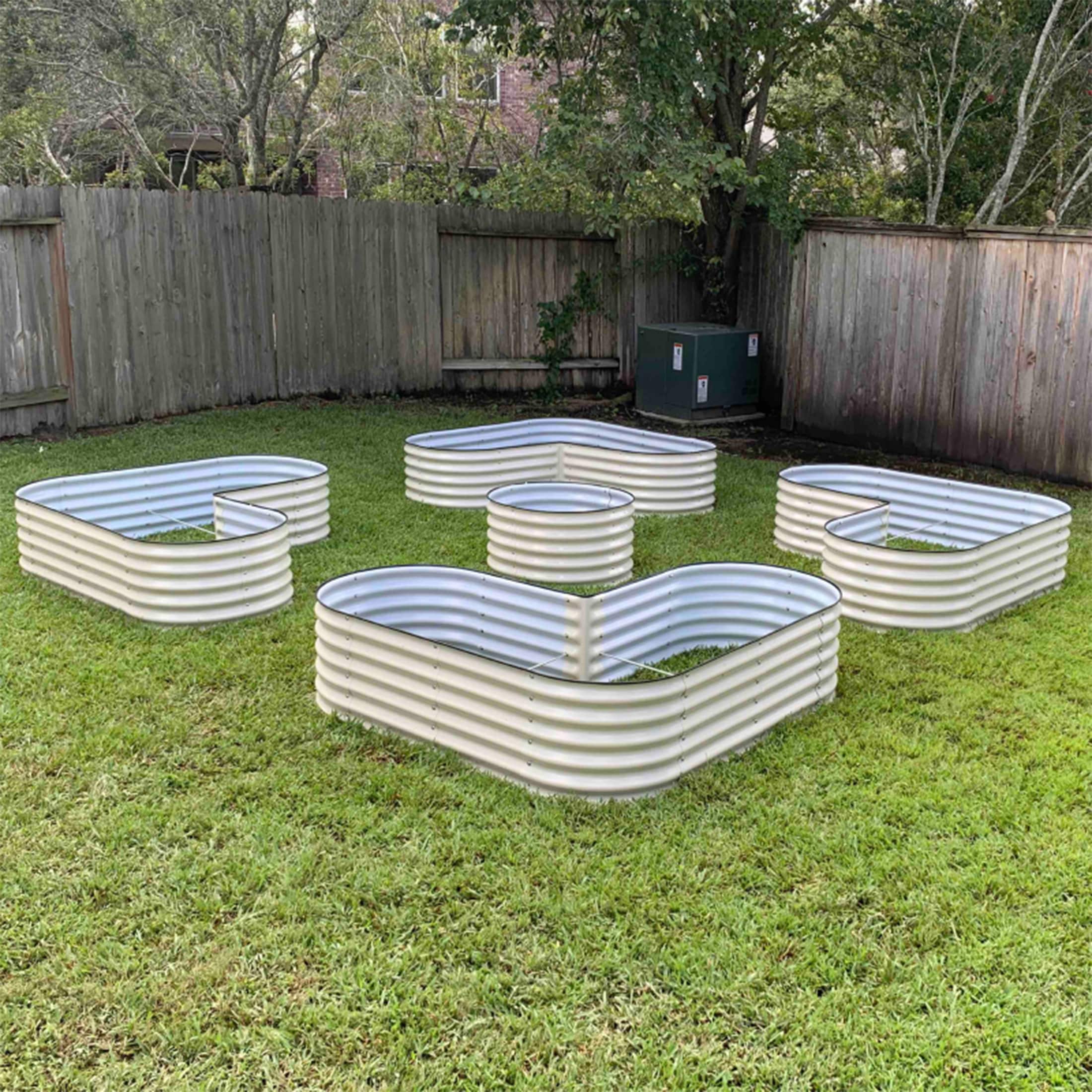 Vego Garden 66-Inches W x 66-Inches L x 17-Inches H Pearl White Galvanized Metal Raised Garden Bed