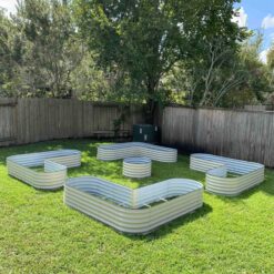 Vego Garden 84-Inches W x 84-Inches L x 17-Inches H Pearl White Galvanized Metal Raised Garden Bed