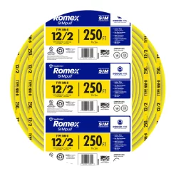 Southwire 250-Feet 12 / 2 / Romex SIMpull Solid Indoor CU NM-B W/G Individual pack ( By-the-roll )