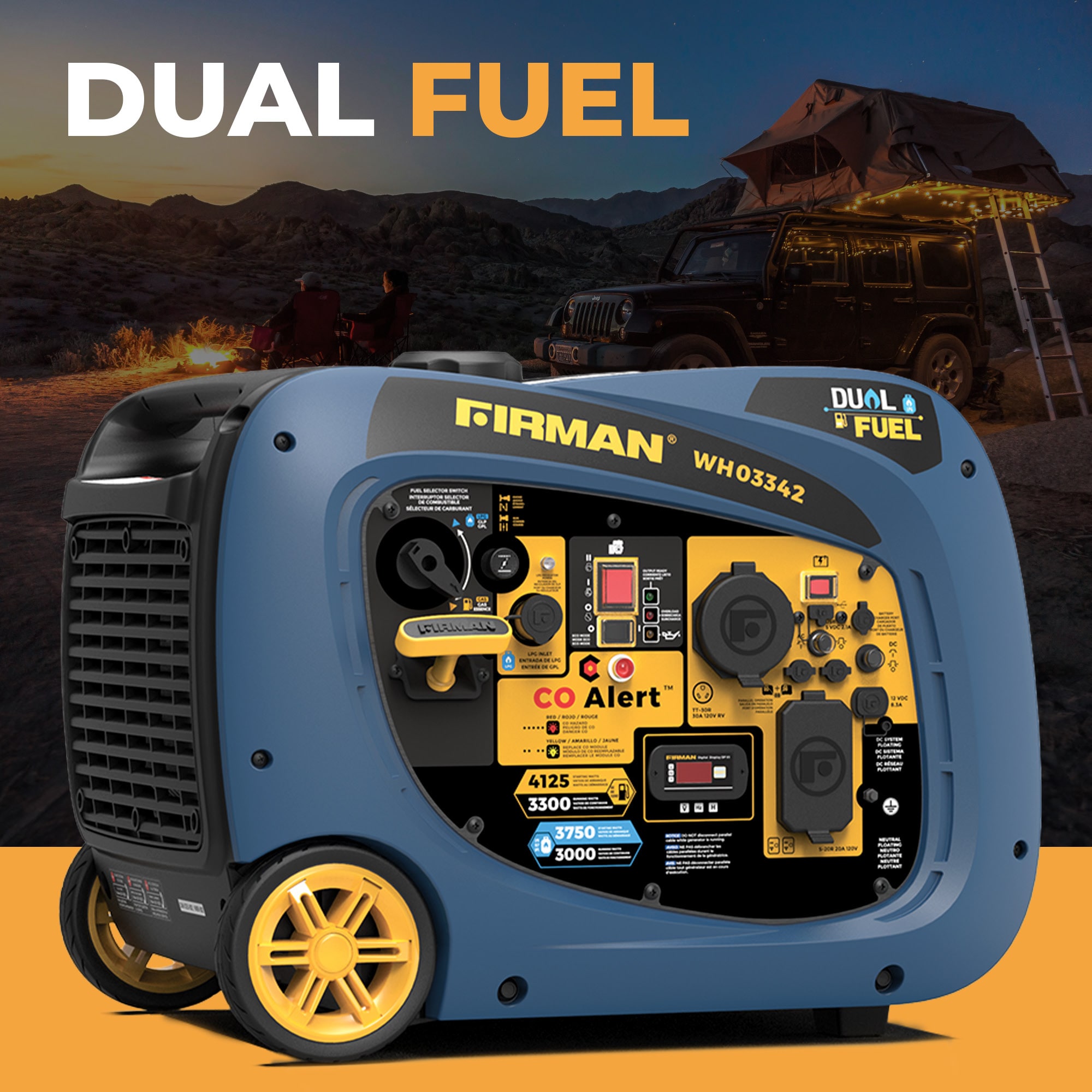 Firman Whisper 4125 -Watt Dual Fuel (Gasoline/Propane) Inverter Generator