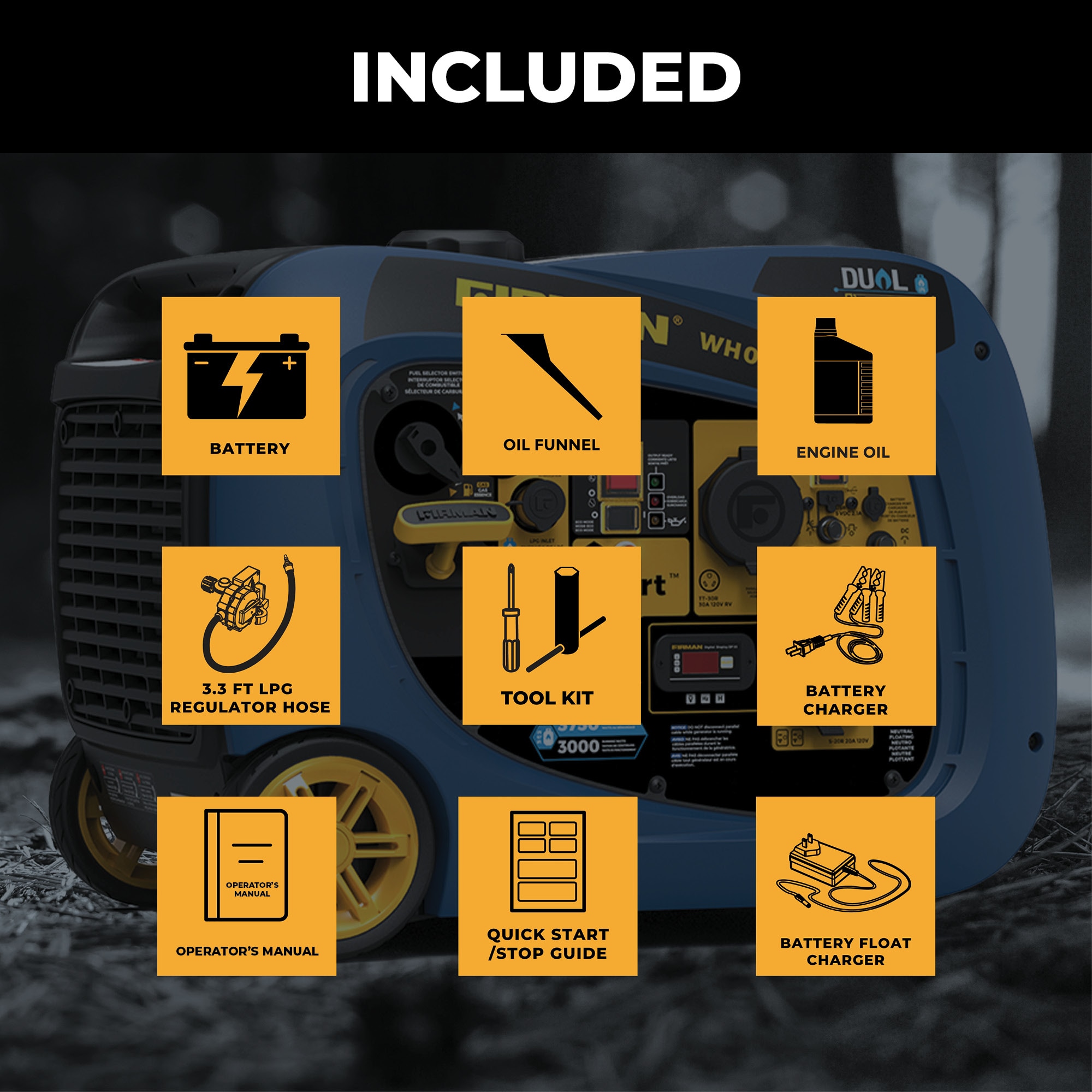 Firman Whisper 4125 -Watt Dual Fuel (Gasoline/Propane) Inverter Generator