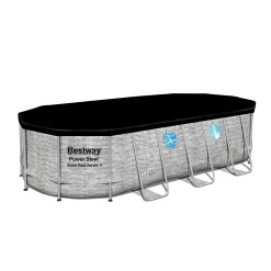 Bestway 18-Feet x 9-Feet x 48-Inches Steel wall panels Oval Above-Ground Pool with Filter Pump with Pool Cover with Ladder