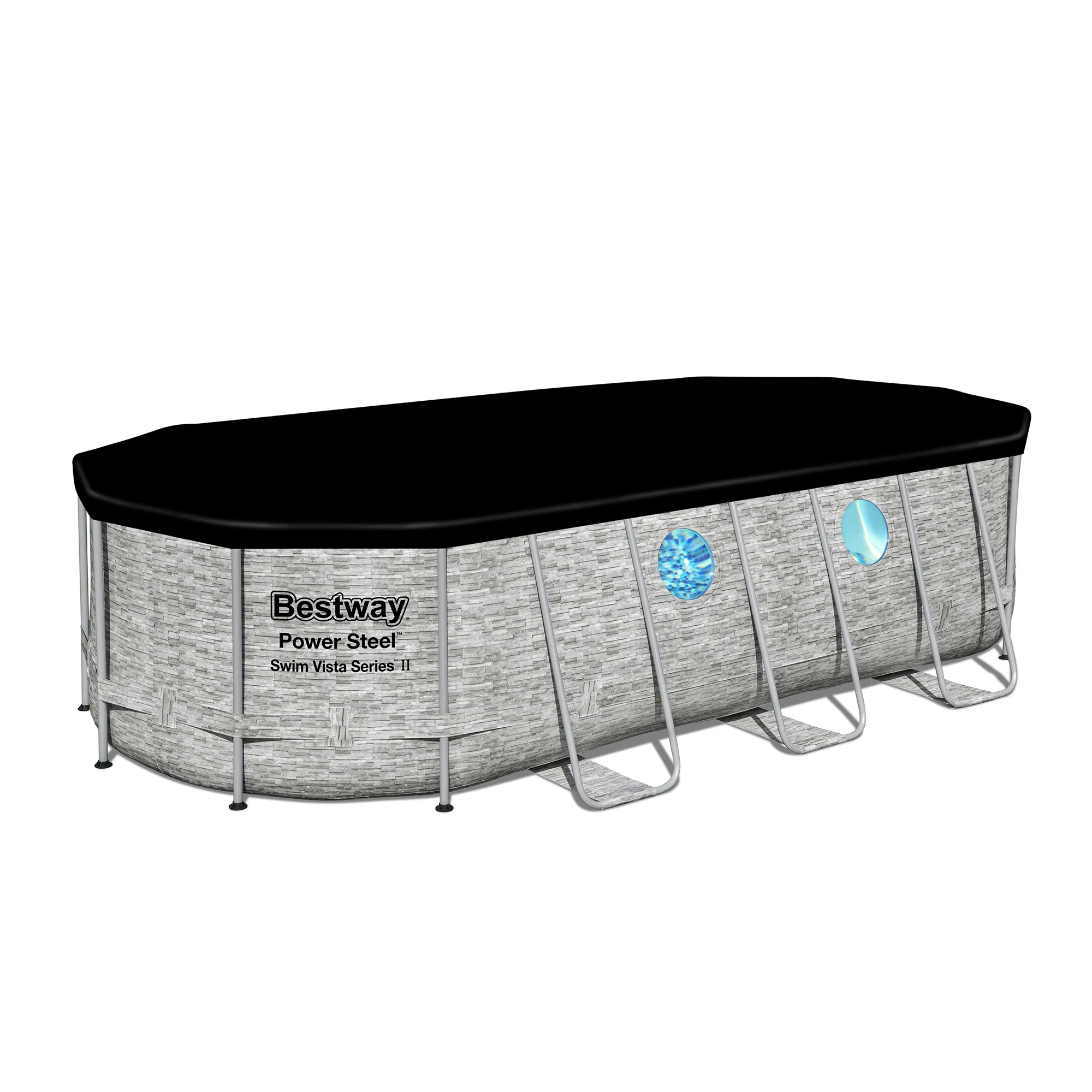 Bestway 18-Feet x 9-Feet x 48-Inches Steel wall panels Oval Above-Ground Pool with Filter Pump with Pool Cover with Ladder