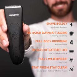 MANSPOT Manscape Groin & Body Hair Trimmer for Men, Electric Ball Trimmer Pubic Trimmer Shaver, Black