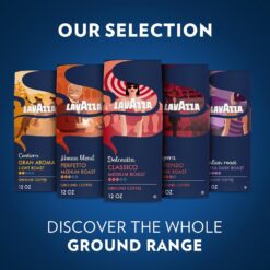 Lavazza Italian Roast Ground Coffee 6 Bags of 12oz, Dark Roast, Intensity 5/5, 100% Arabica, (Pack of 6) - Package May Vary