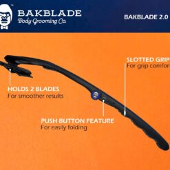 Bakblade 2.0 Back Shavers for Men, DIY Hair Shaver, Safety Blade Technology & Ergonomic Handle, Wet & Dry Shaving