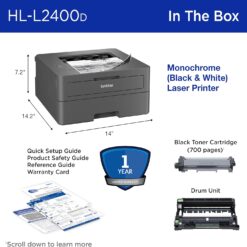 Brother HL-L2400D Compact Laser Printer, Single-Function, Print (9092806)