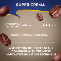 Lavazza Super Crema Whole Bean Coffee Blend, Medium Espresso Roast, 4.4 .lbs, 2 Pack