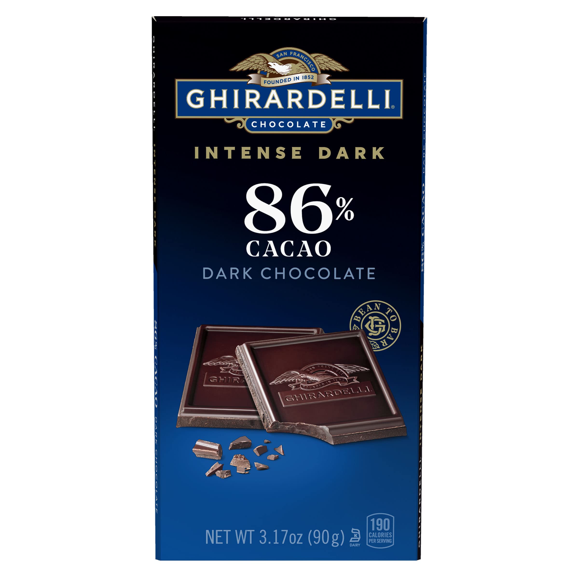 GHIRARDELLI Intensw Dark Chocolate Bar, 86% Cacao, 3.17 Oz Bar (Pack of 12)