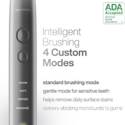 Aquasonic Vibe Series Ultra-Whitening Toothbrush – ADA Accepted Electric Toothbrush - 8 Brush Heads & Travel Case Charcoal Metal