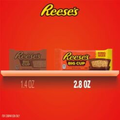 REESE'S Big Cup Milk Chocolate King Size Peanut Butter Cups, Candy Packs, 2.8 oz (16 Count)