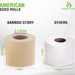 Premium Bamboo Toilet Paper, PFAS Free, Chemical Free Toilet Paper, Unbleached, (24) 3PLY & 300 Sheets, Organic Brown