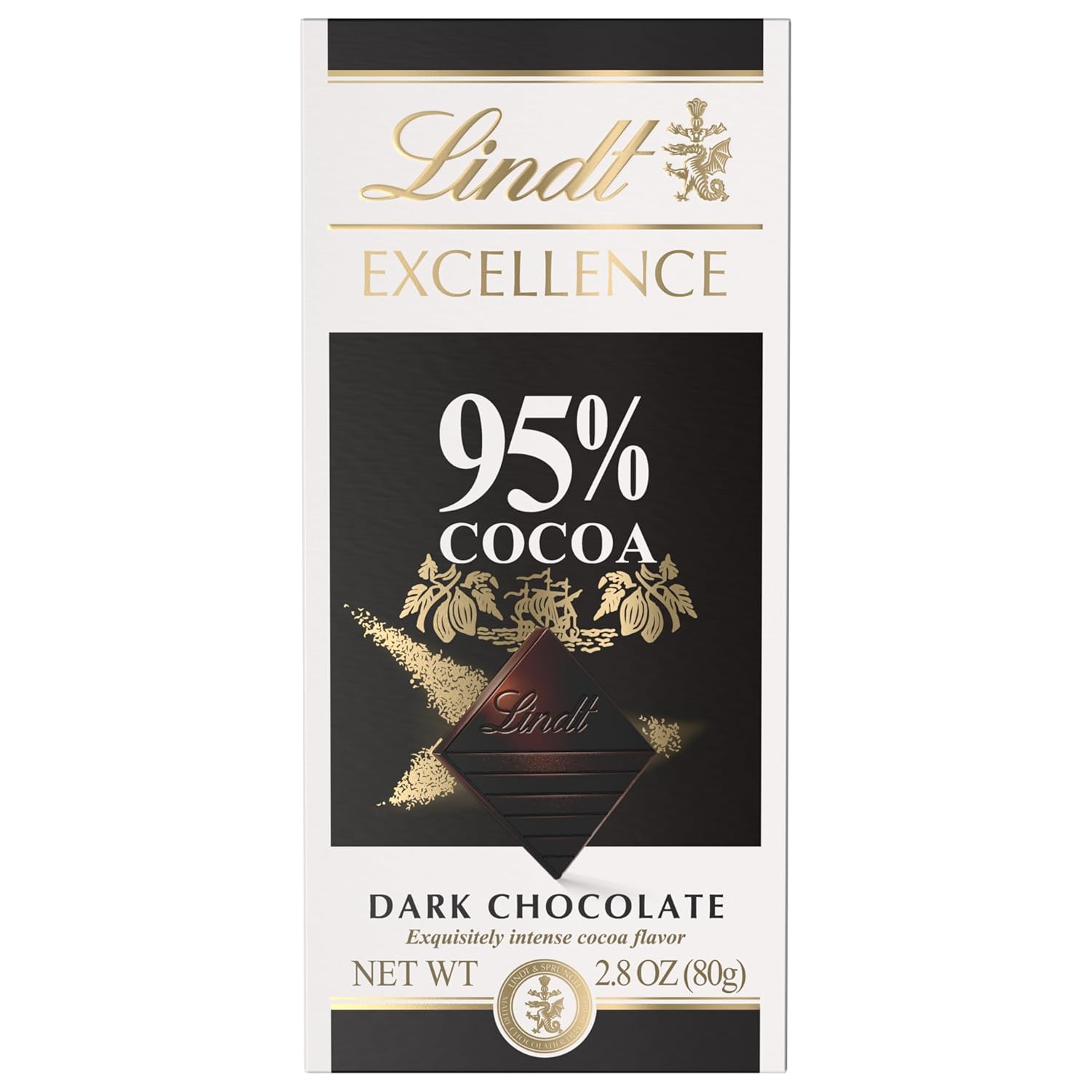 Lindt EXCELLENCE 95% Cocoa Dark Chocolate Bar, Dark Chocolate Candy, 2.8 oz. (12 Pack)