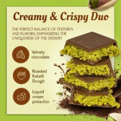 ZEMUS Dubai Chocolate Bar with Pistachio, 7 oz, Handmade Viral Dubai Chocolate, Crispy Shredded knafeh with Rich Chocolate (Pack of 1)