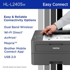 Brother HL-L2405W Wireless Compact Monochrome Laser Printer with Mobile Printing, Black & White Output