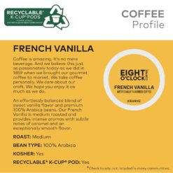 Eight O'Clock Coffee French Vanilla, Keurig Single Serve K-Cup Pods, Light Roast, 72 Count