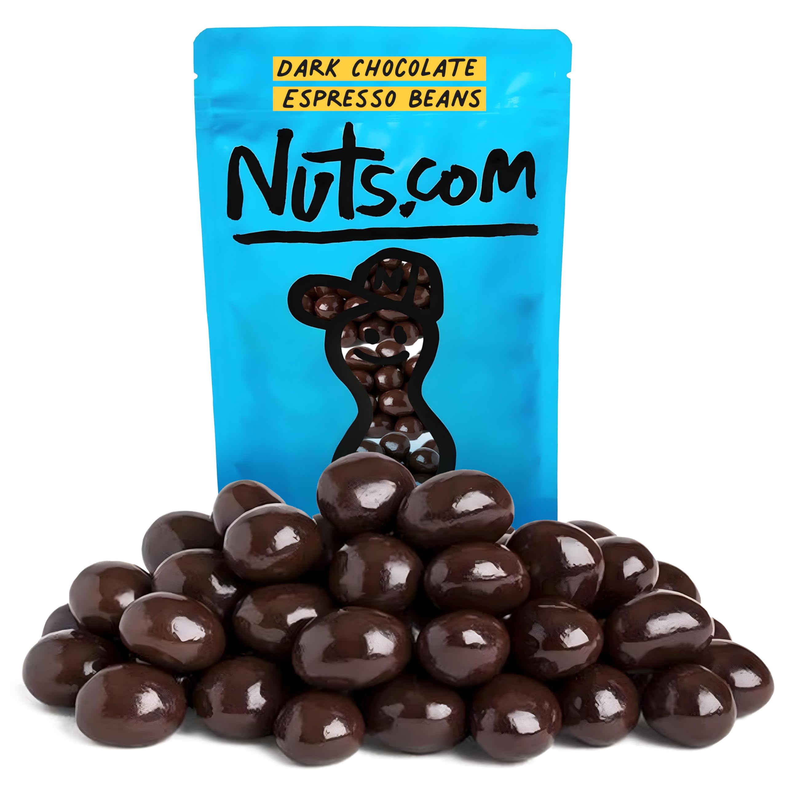 Nuts.com Dark Chocolate Covered Espresso Bean 2 Pound Bag, Great Snack for Adults, Good Source of Antioxidants & Caffeine