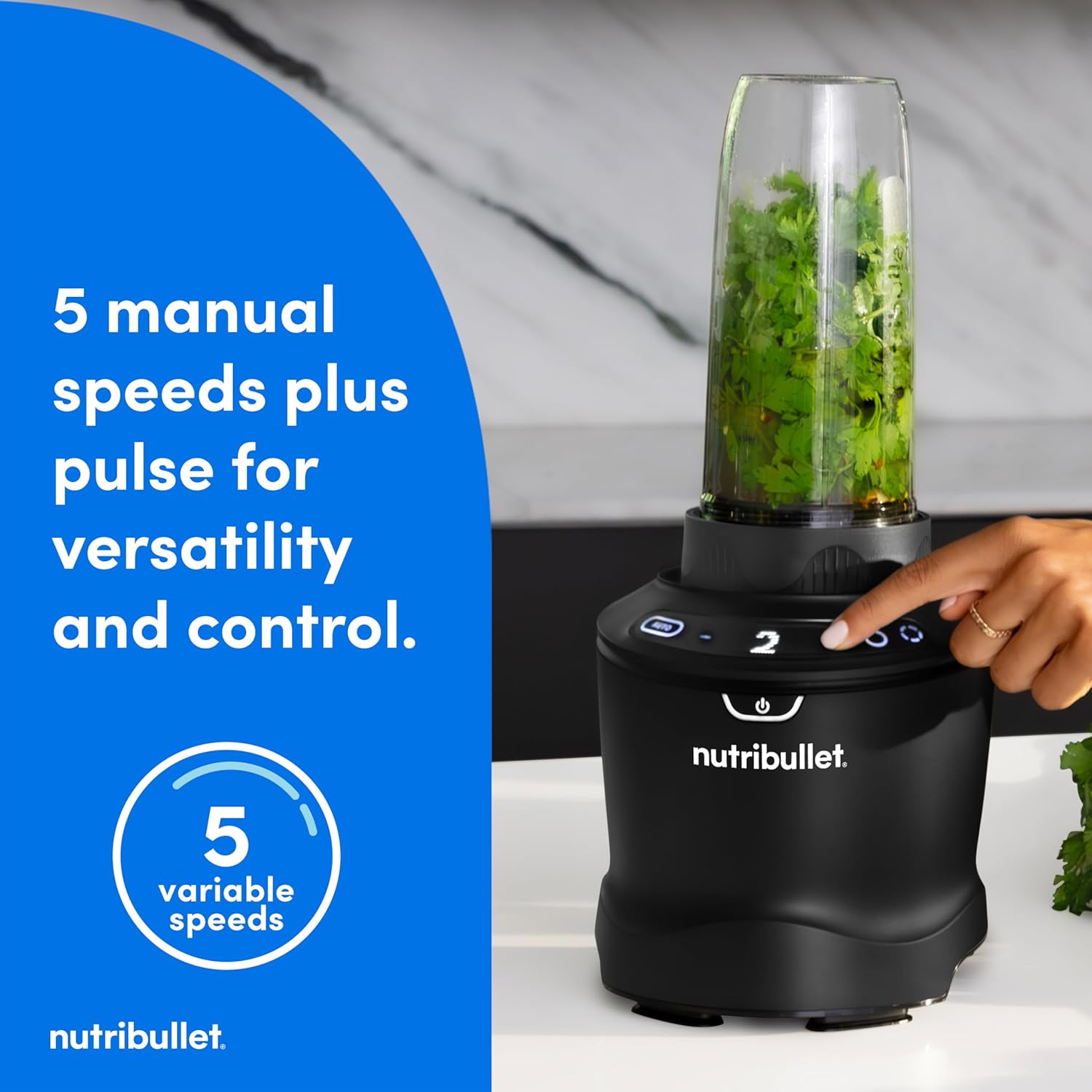 Nutribullet SmartSense Blender Combo, 5-speed blender, 1400 Watt Matte Black