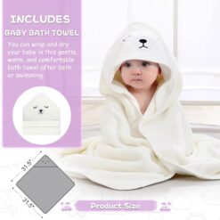MoreFeel Collapsible Baby Bathtub for Newborn with Thermometer & 1 Hooded Towel & 1 Soft Floating Cushion, Lavender