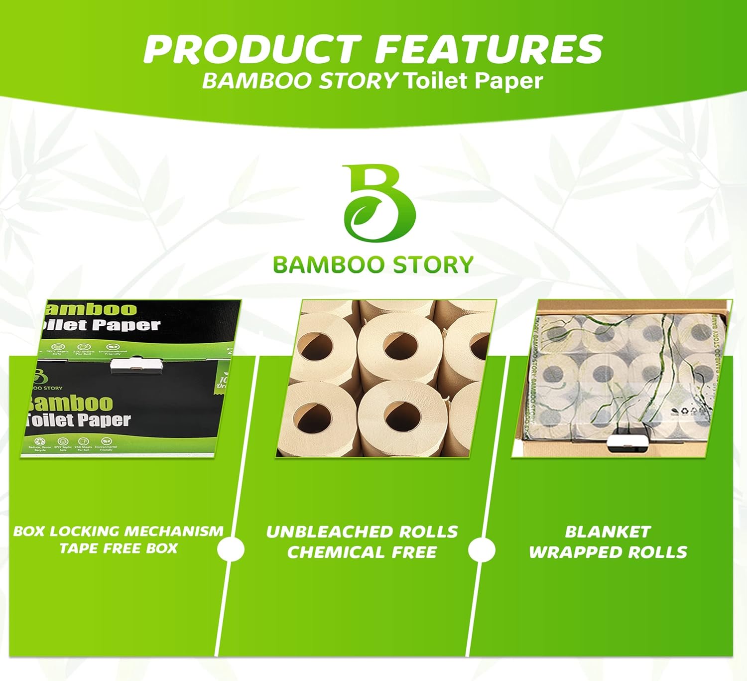 Premium Bamboo Toilet Paper, PFAS Free, Chemical Free Toilet Paper, Unbleached, (24) 3PLY & 300 Sheets, Organic Brown
