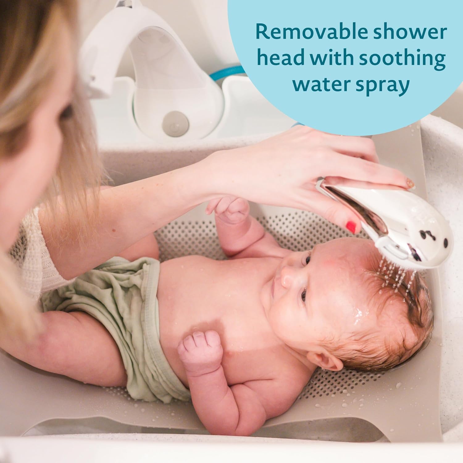 The First Years Rain Shower Baby Bath Tub Set - Includes Convertible Bath Tub and Sling with Soothing Spray