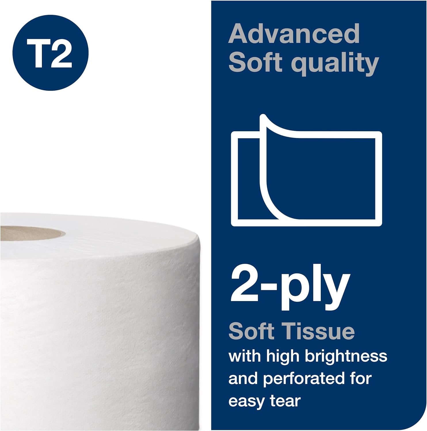 Tork Mini Jumbo Toilet Paper Roll White T2, Advanced, 2-Ply, 12 x 751', 12024402