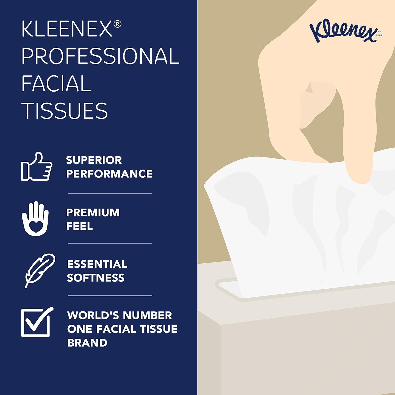 Kleenex Professional Facial Tissue, Bulk (21606), 2-Ply, White, Flat Boxed Format, (125 Tissues/Box, 48 Boxes, 6,000 Sheets/Case)