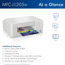 Brother MFC-J1205W INKvestment -Tank Wireless Multi-Function Color Inkjet Printer with Up to 1-Year in Box, Works with Alexa
