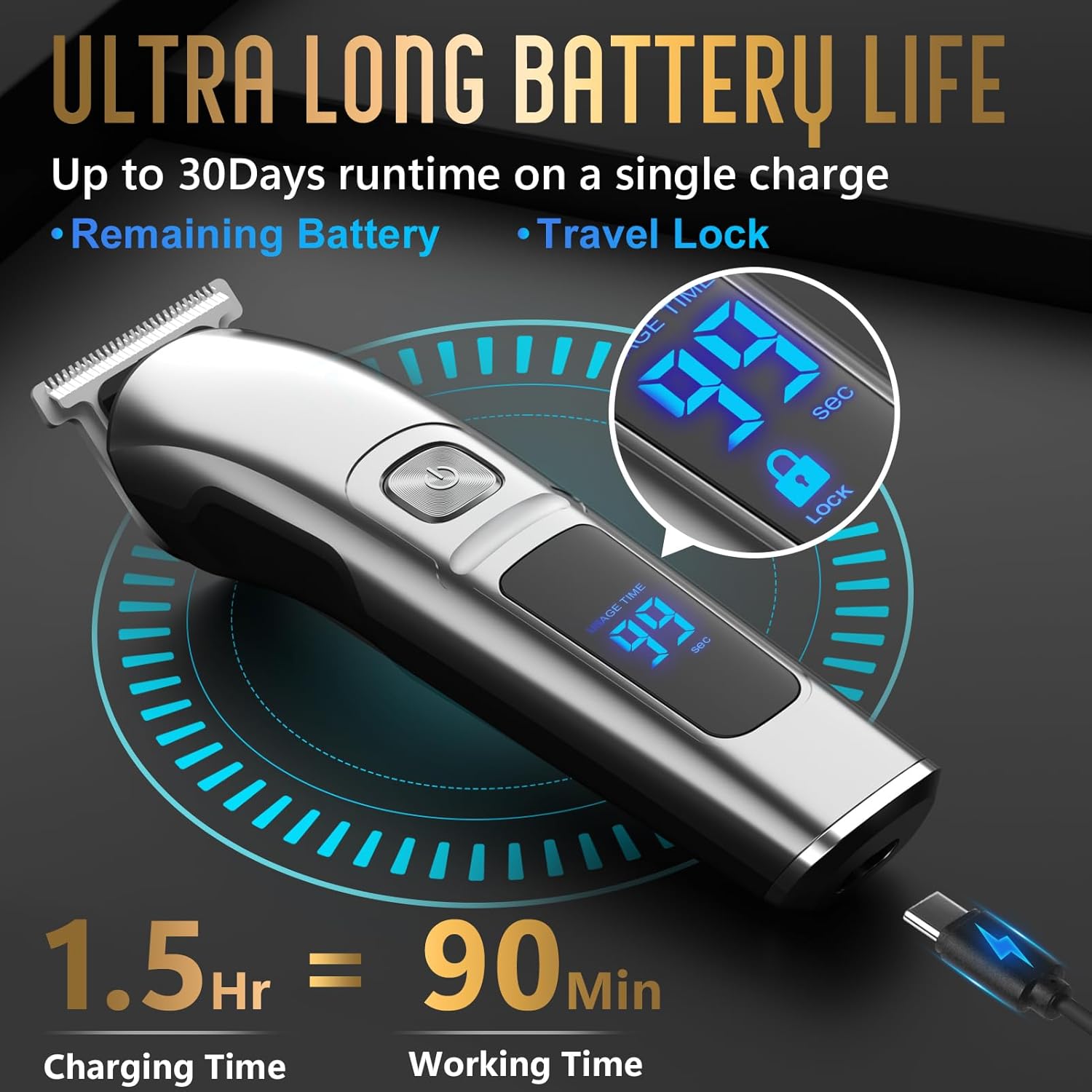 Ufree Beard Trimmer for Men, Waterproof Electric Razor for Nose, Body, Face and Mustache, Cordless Hair Clippers Shavers