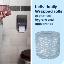 Tork Advanced Toilet Paper Roll, White, Compatible with T24 Dispensers, 2-ply, Soft Tissue, 80 rolls x 500 sheets (2461200)