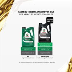 Castrol GTX High Mileage 20W-50 Synthetic Blend Motor Oil, 5 Quarts, Pack of 3
