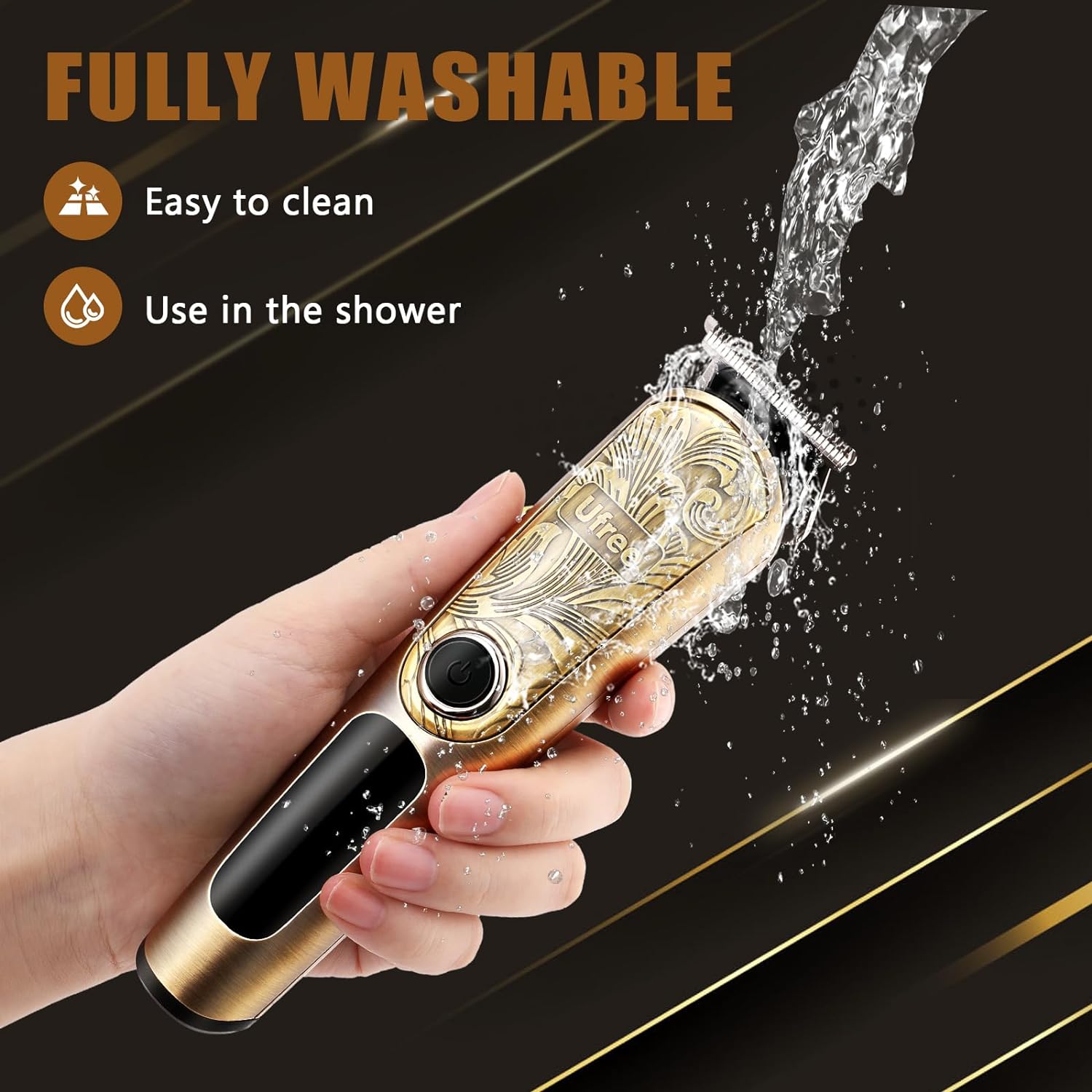 Ufree Gifts for Men, Beard Trimmer with Charging Stand, IPX7 Waterproof Electric Razor Shavers for Men