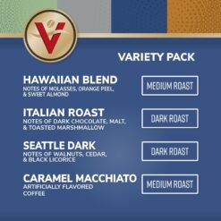 Victor Allen's Coffee Variety Pack (Kona Blend, Italian Roast, Seattle Dark, Caramel Macchiato), 96 Count