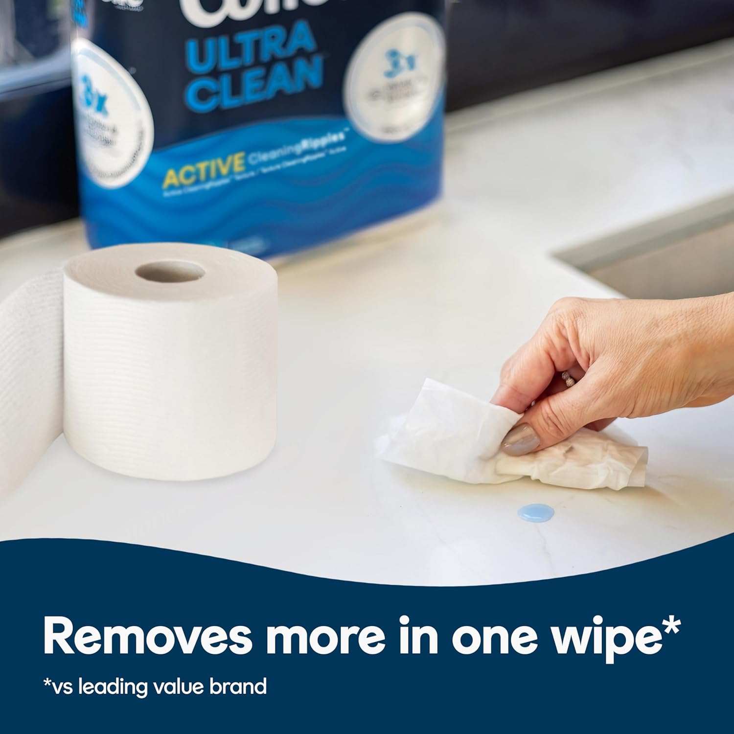 Cottonelle Ultra Clean Toilet Paper with Active CleaningRipples Texture, Strong Bath Tissue, 32 Family Mega Rolls (8 Packs of 4)