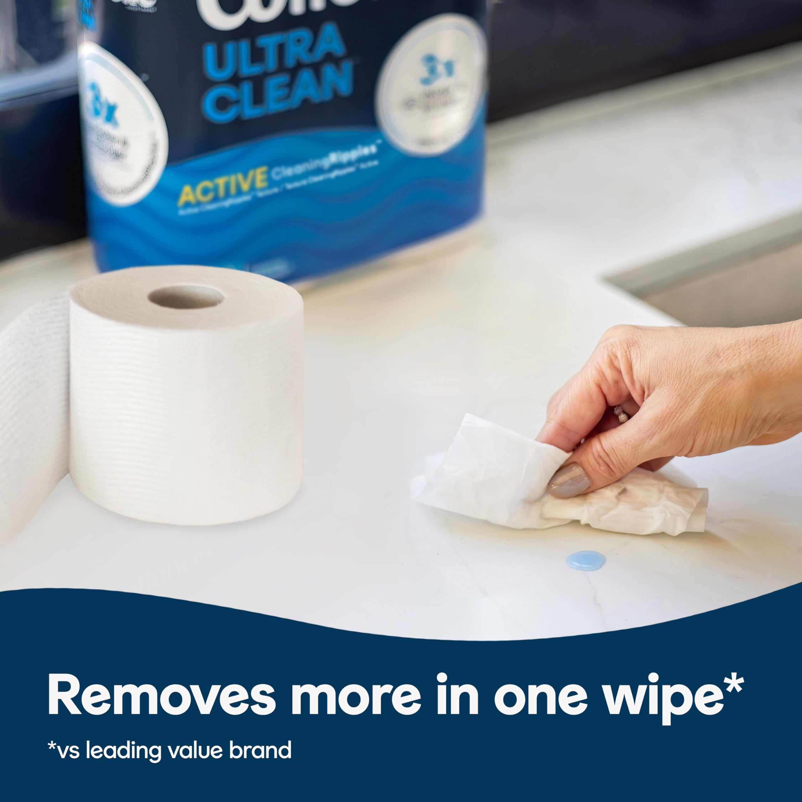 Cottonelle Ultra Clean Toilet Paper with Active CleaningRipples Texture, Strong Bath Tissue, 32 Family Mega Rolls (8 Packs of 4)