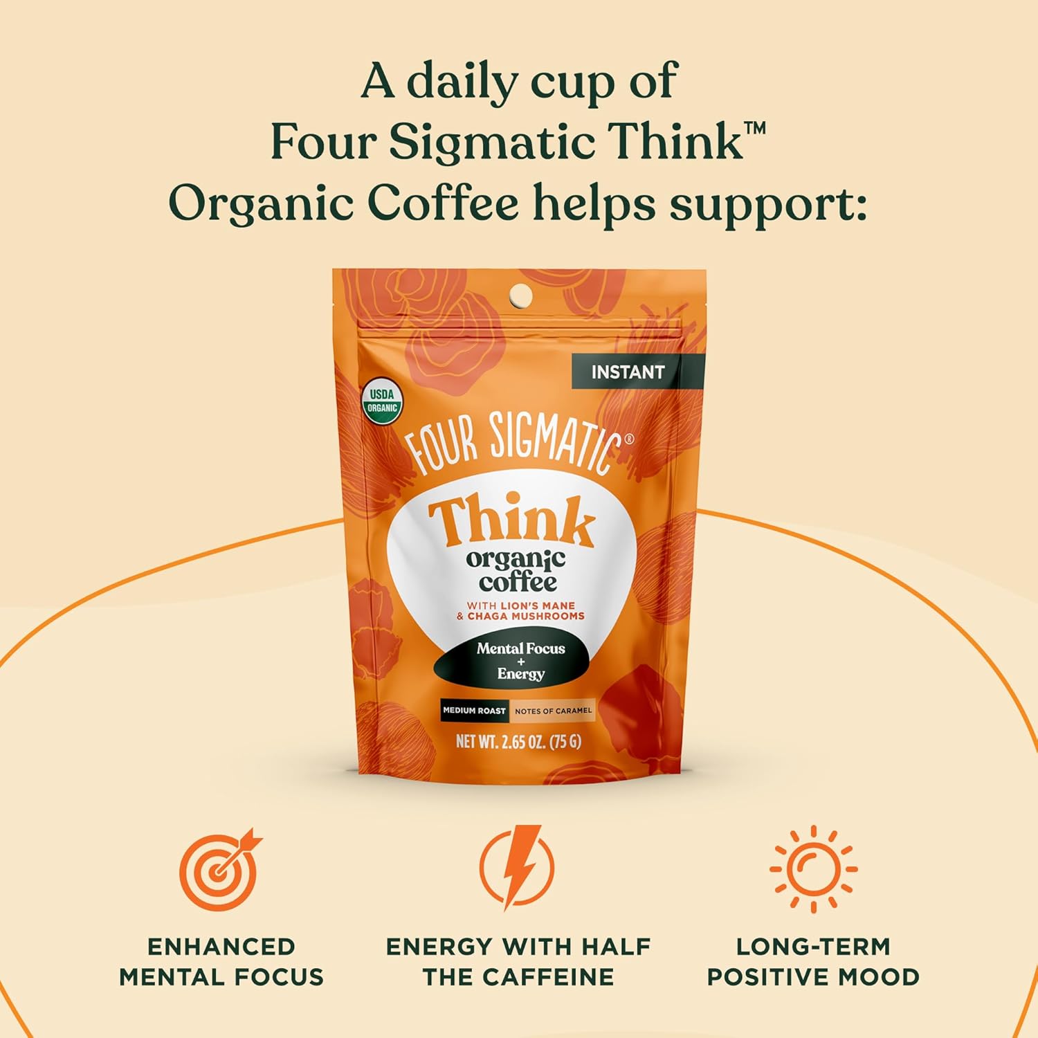 Four Sigmatic Organic Mushroom Coffee | Instant Mushroom Coffee Mix with Lion's Mane, Chaga and Rhodiola