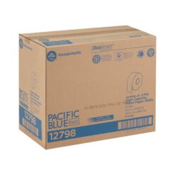 Georgia Pacific Blue Basic Jumbo JR. 2-Ply High - Capacity Toilet Paper, White, 8 Rolls Per Case