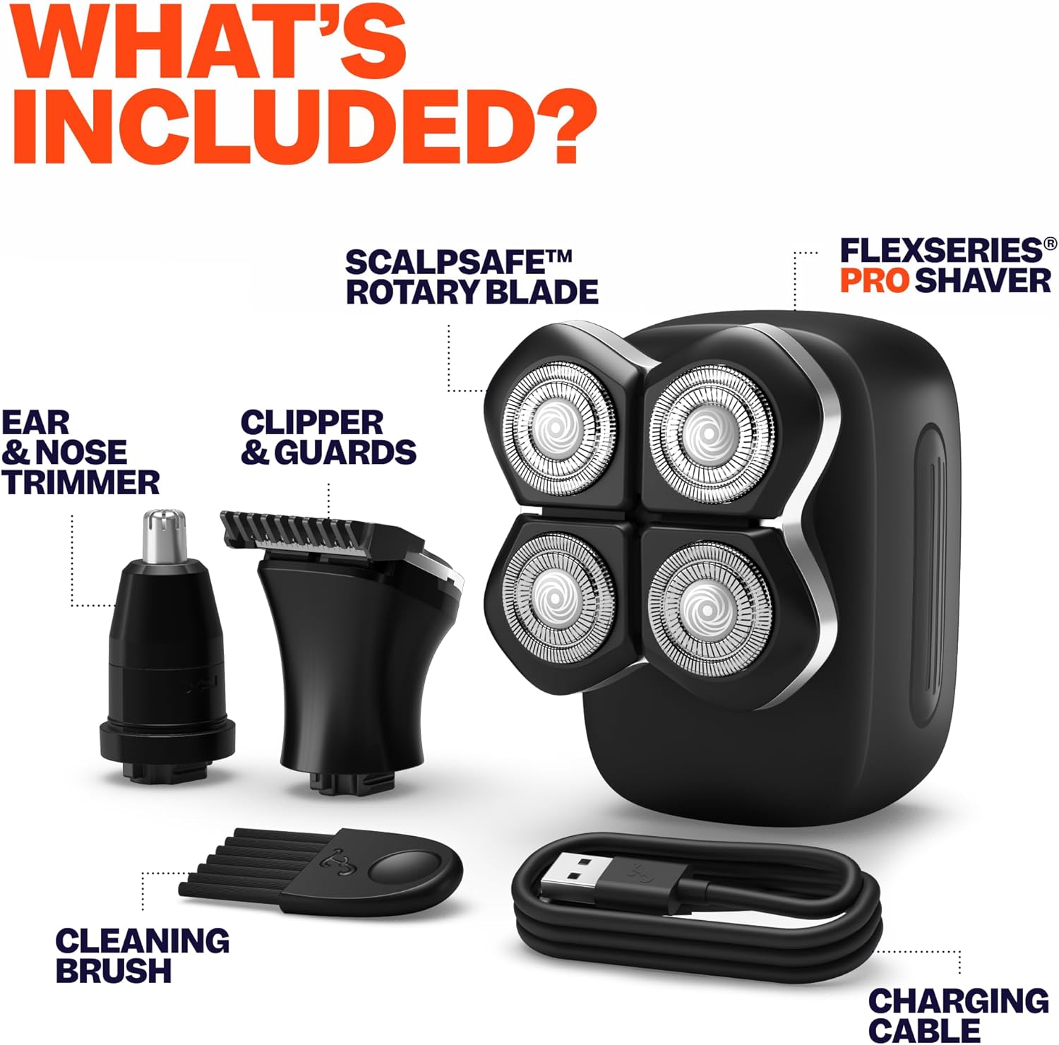 Freebird FlexSeries Pro Electric Head Shaver - Fast Smooth Head Shaver, Wet/Dry Shaving