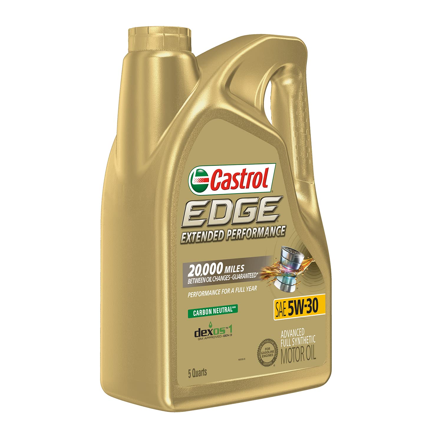 Castrol Edge Extended Performance 5W-30 Advanced Full Synthetic Motor Oil, 5 Quart