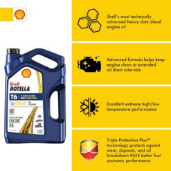 Shell Rotella T6 Full Synthetic 15W-40 Motor Oil, 1 Gallon (3 Pack)