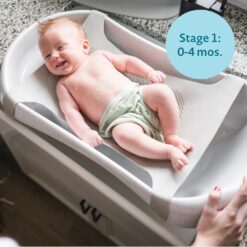 The First Years Rain Shower Baby Bath Tub Set - Includes Convertible Bath Tub and Sling with Soothing Spray
