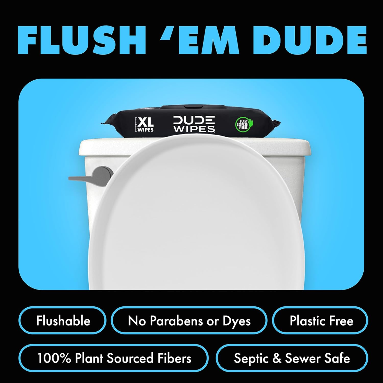 DUDE Wipes - Flushable Wipes with DUDE Bombs Toilet Spray - 18 Pack, 864 Wipes, 1 Spray Bottle