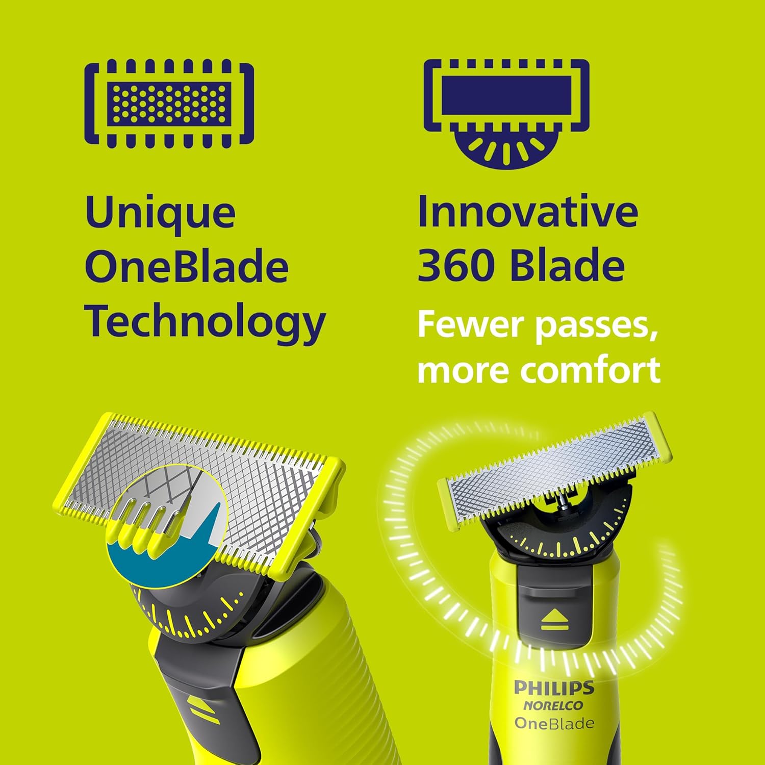 Philips Norelco OneBlade 360 with Connectivity Hybrid Face, Electric Beard Trimmer, Shaver with 360 Blade Tech & 1hr Fast Charge