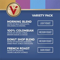 Victor Allen's Coffee Variety Pack (Morning Blend, 100% Colombian, Donut Shop Blend, and French Roast), 96 Count, Single Serve Coffee Pods for Keurig K-Cup Brewers